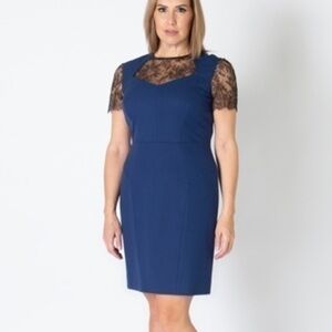 Host Pick! Jason Wu Blue Virgin Wool Sheath Dress Lace Like New Size 10